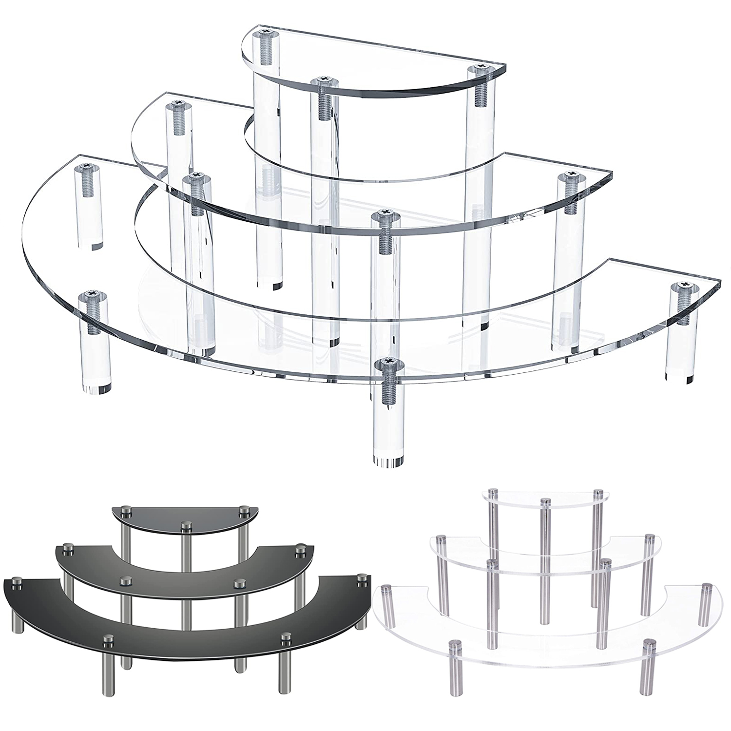 Pop Display Shelf - 3-Tier akrylowe okrągłe Cupcake stojak na